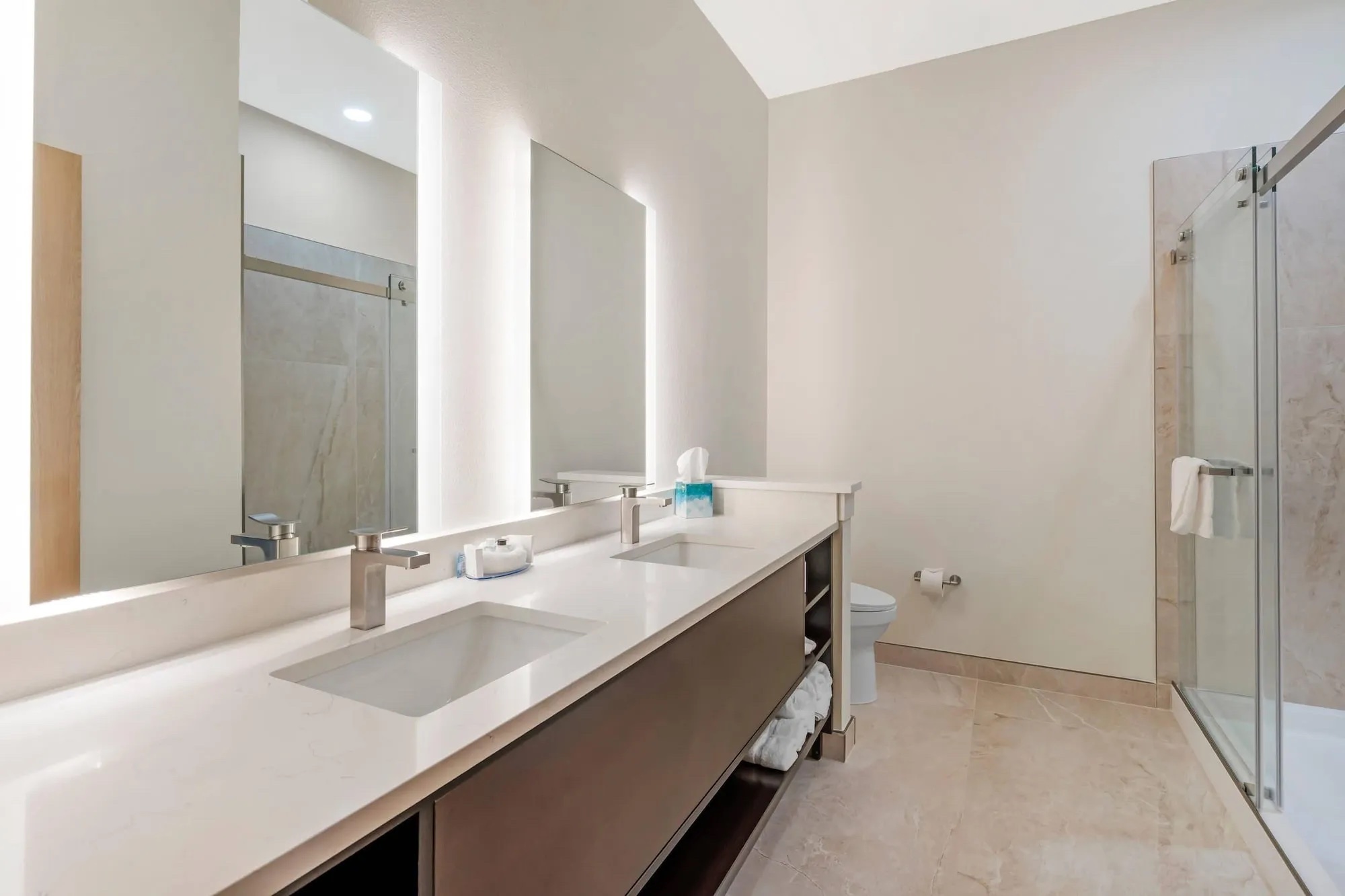 Bathroom with vanity and shower